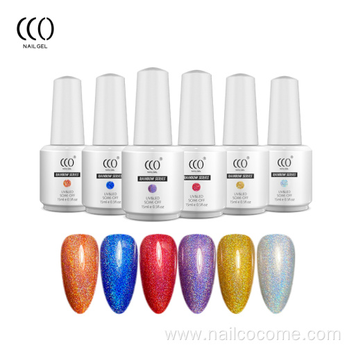 CCO high quality Wholesale OEM 22 colors Rainbow series UV Gel Nail Polish Bulk Nail Art
